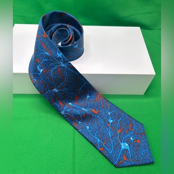 Neurons Blue Extra Long Tie - Picture 3 of 8